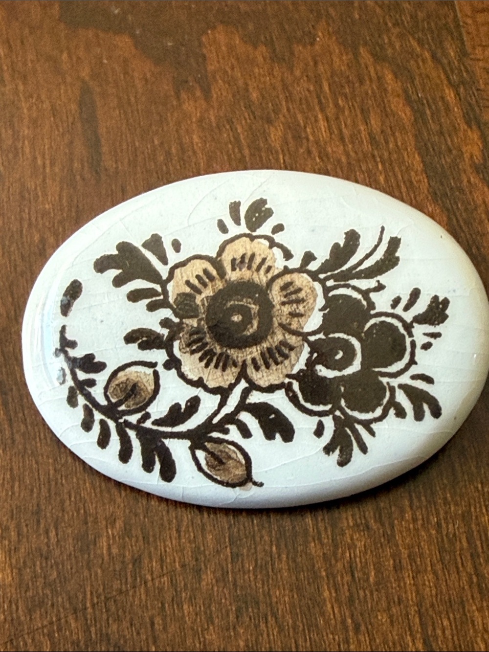 Delft Holland Classic Hand-Painted Floral Ceramic Accent - White and Brown